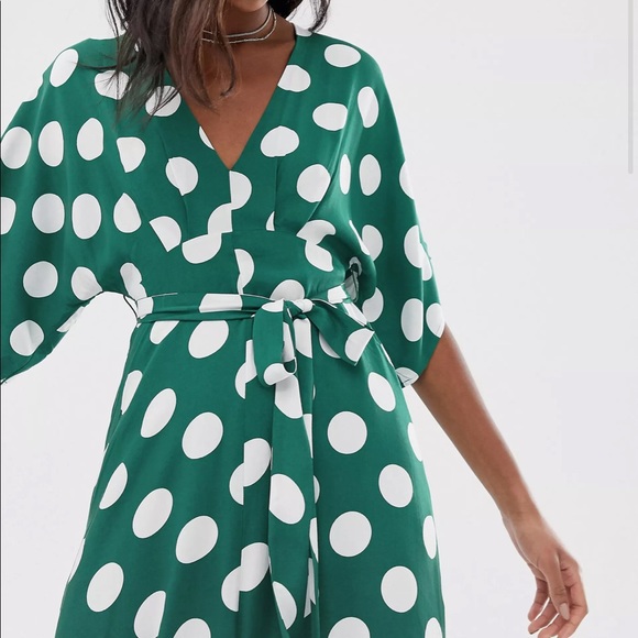 Glamorous Women's Green Polka Dot Maxi Dress Size 6 - Picture 16 of 16